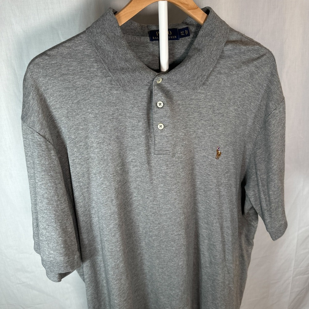 Polo Ralph Lauren Mens XLT Tall Heather Gray Short Sleeve Pony Logo Polo Shirt